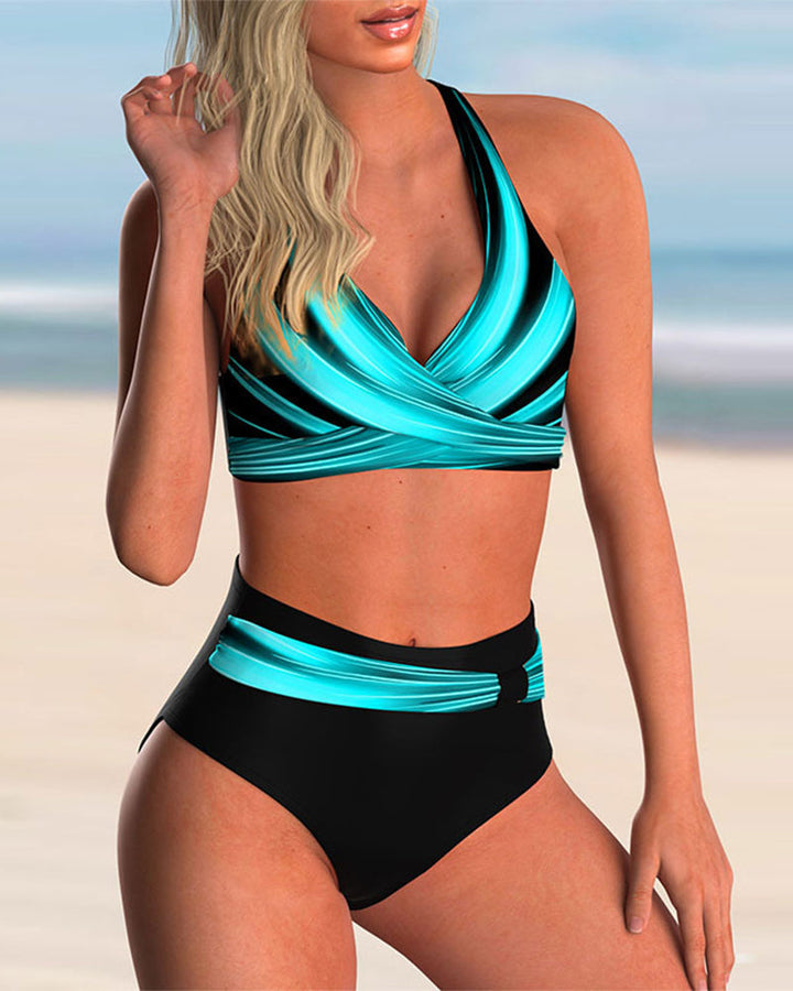 Liliana - Bikini'set met gekruiste halslijn en print