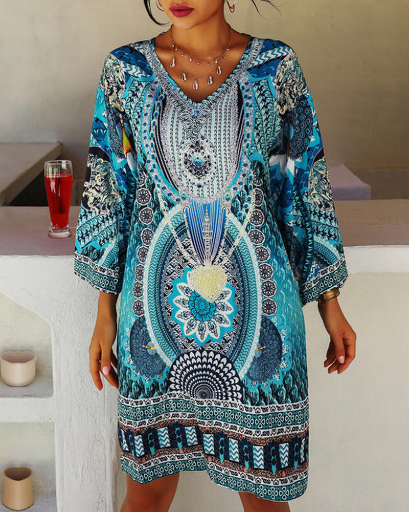 Emelia - Levendige bohemian jurk met print