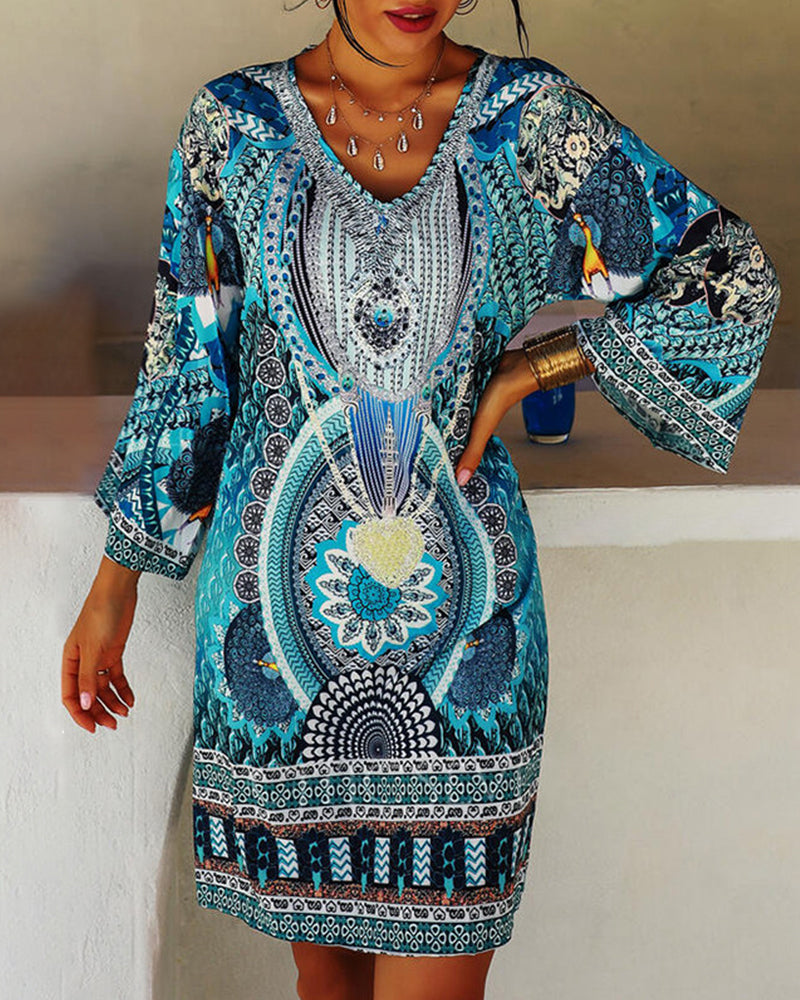 Emelia - Levendige bohemian jurk met print