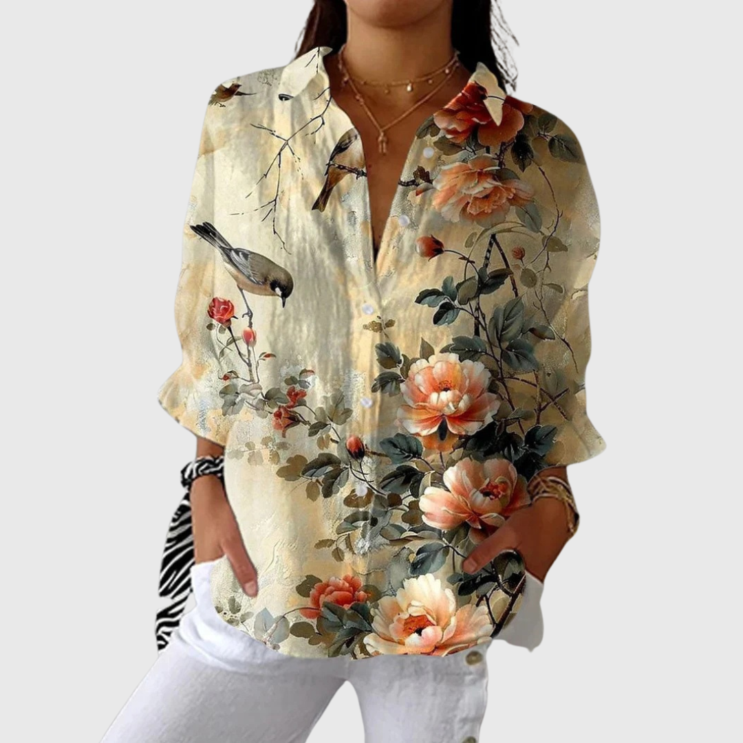 Lichte kleurrijke blouse met print
