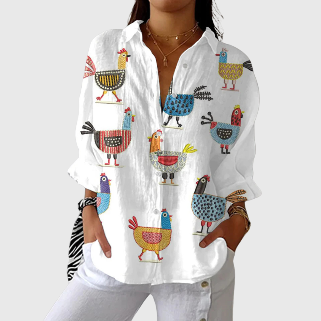 Lichte kleurrijke blouse met print