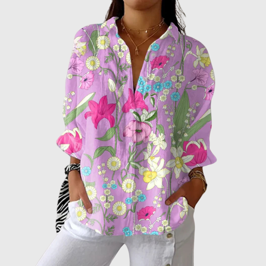 Lichte kleurrijke blouse met print