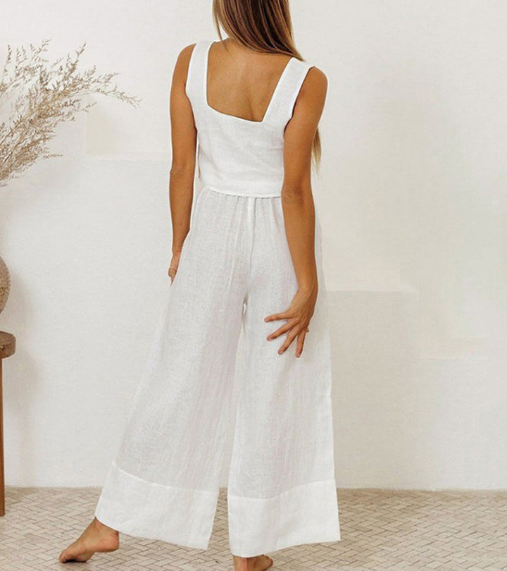 Megan - Set met minimalistische top en flared broek