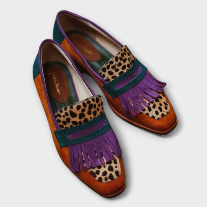 Fallon™ | Bruine loafers met luipaardprint