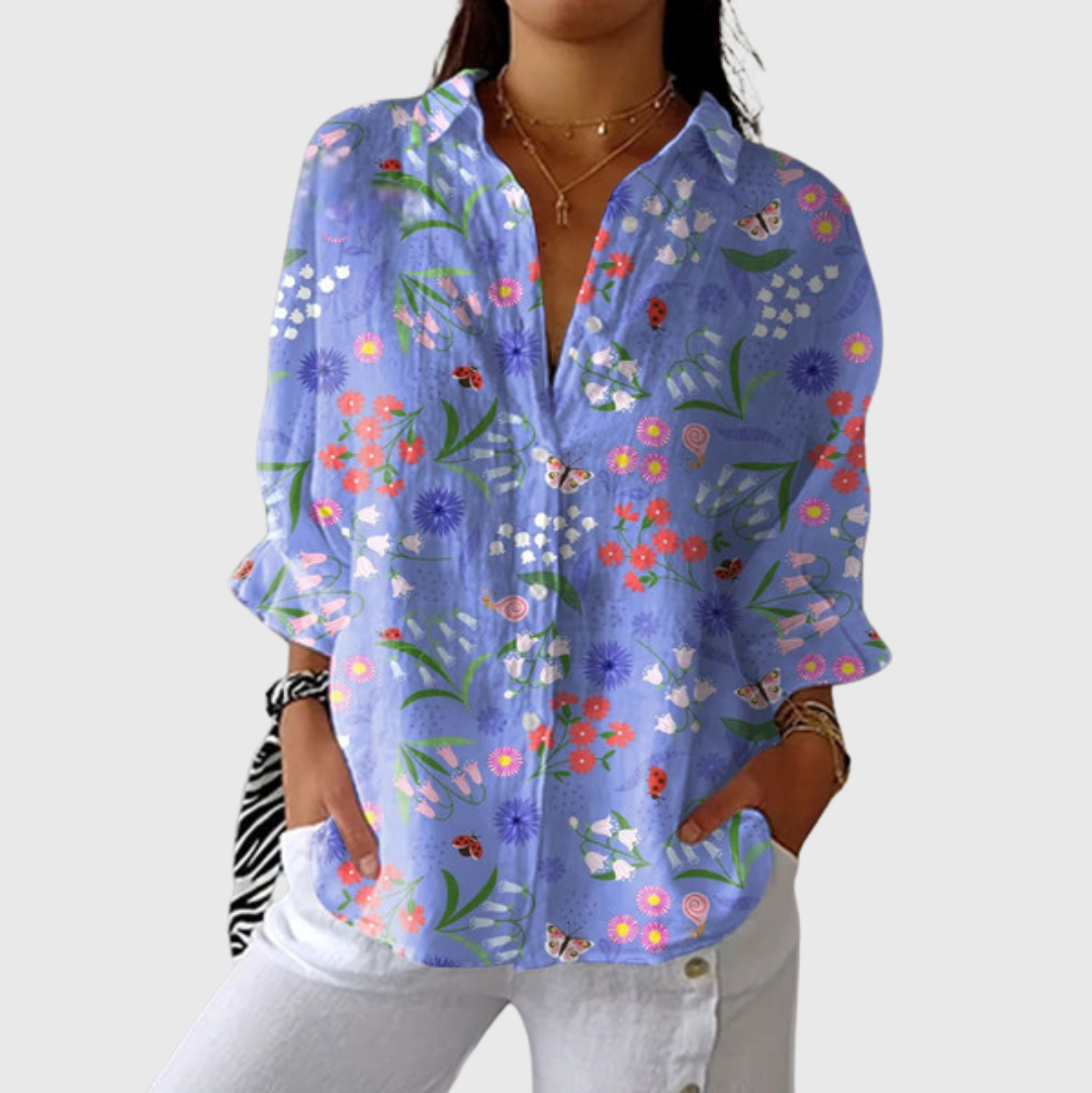 Lichte kleurrijke blouse met print