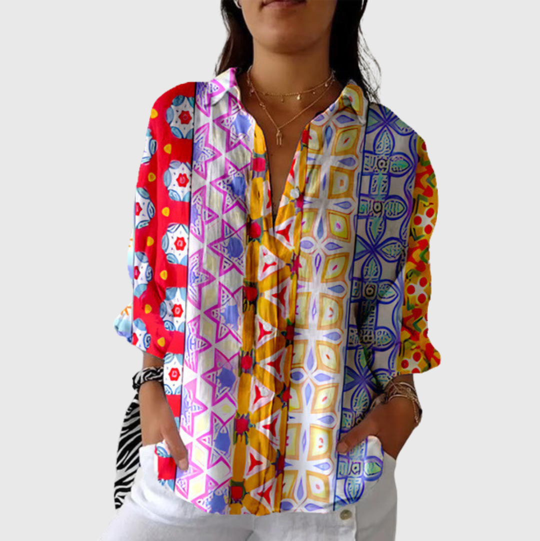 Lichte kleurrijke blouse met print