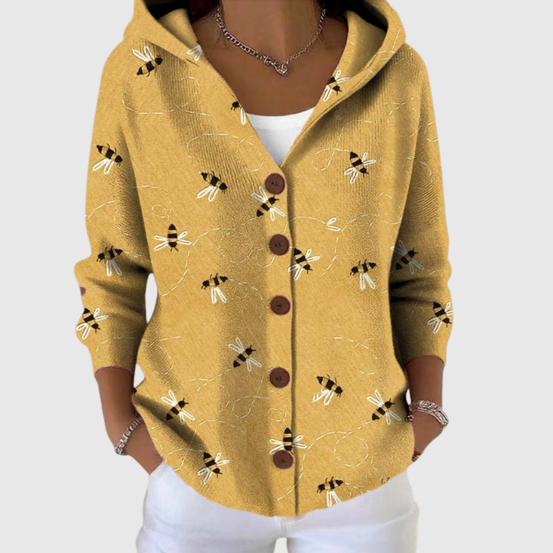 Comfortabel gebreid vest met capuchon