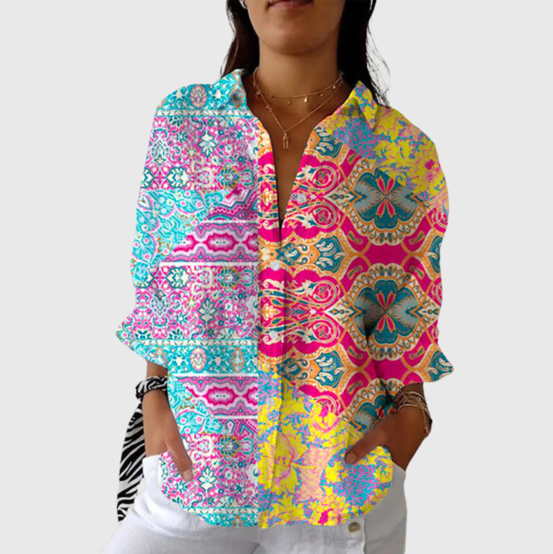 Lichte kleurrijke blouse met print
