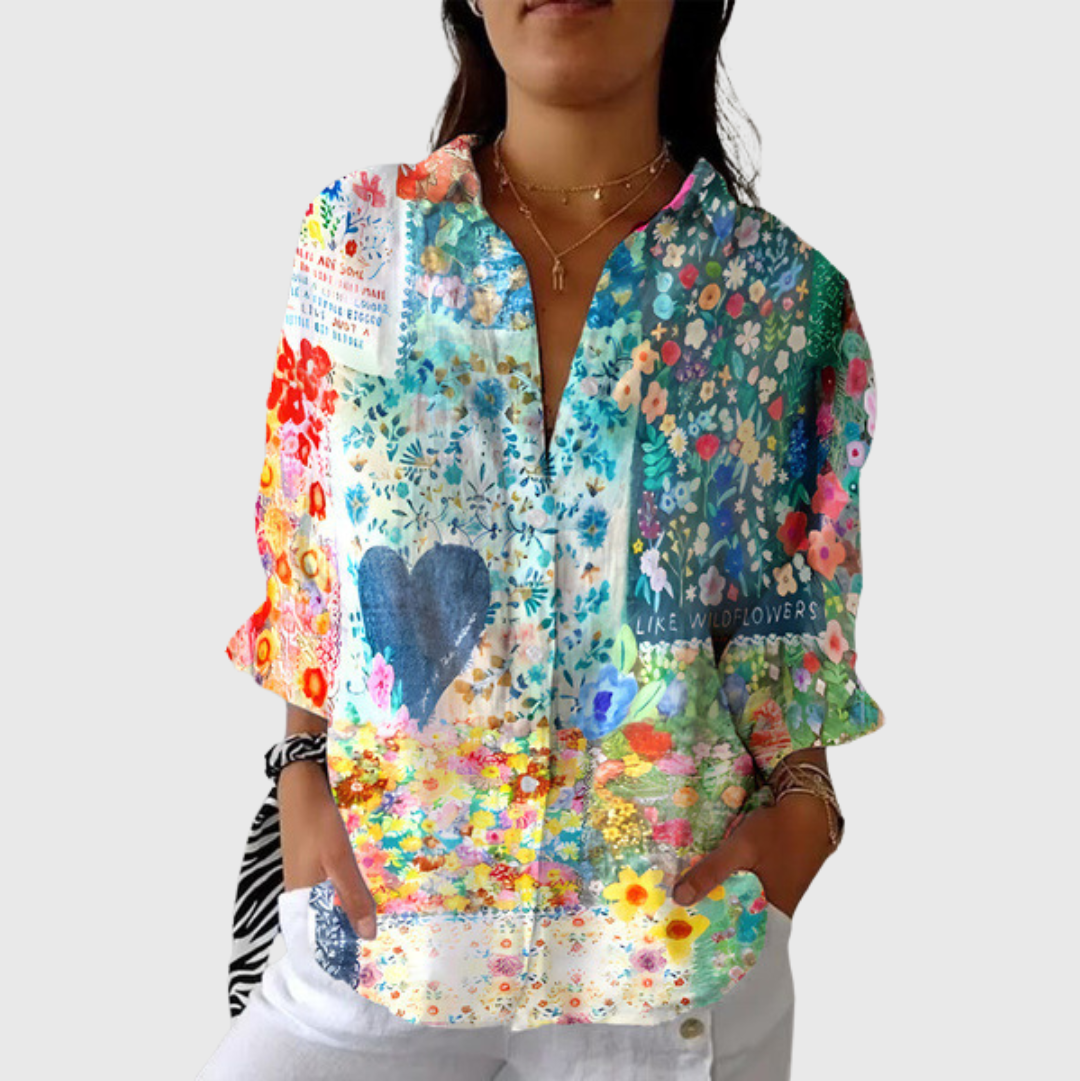 Lichte kleurrijke blouse met print