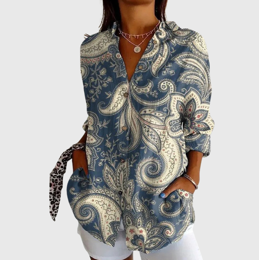 Lichte kleurrijke blouse met print