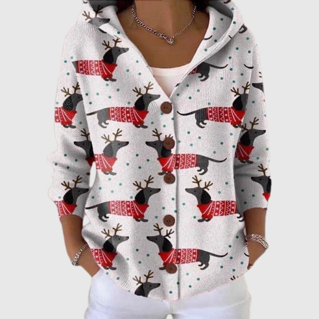 Comfortabel gebreid vest met capuchon