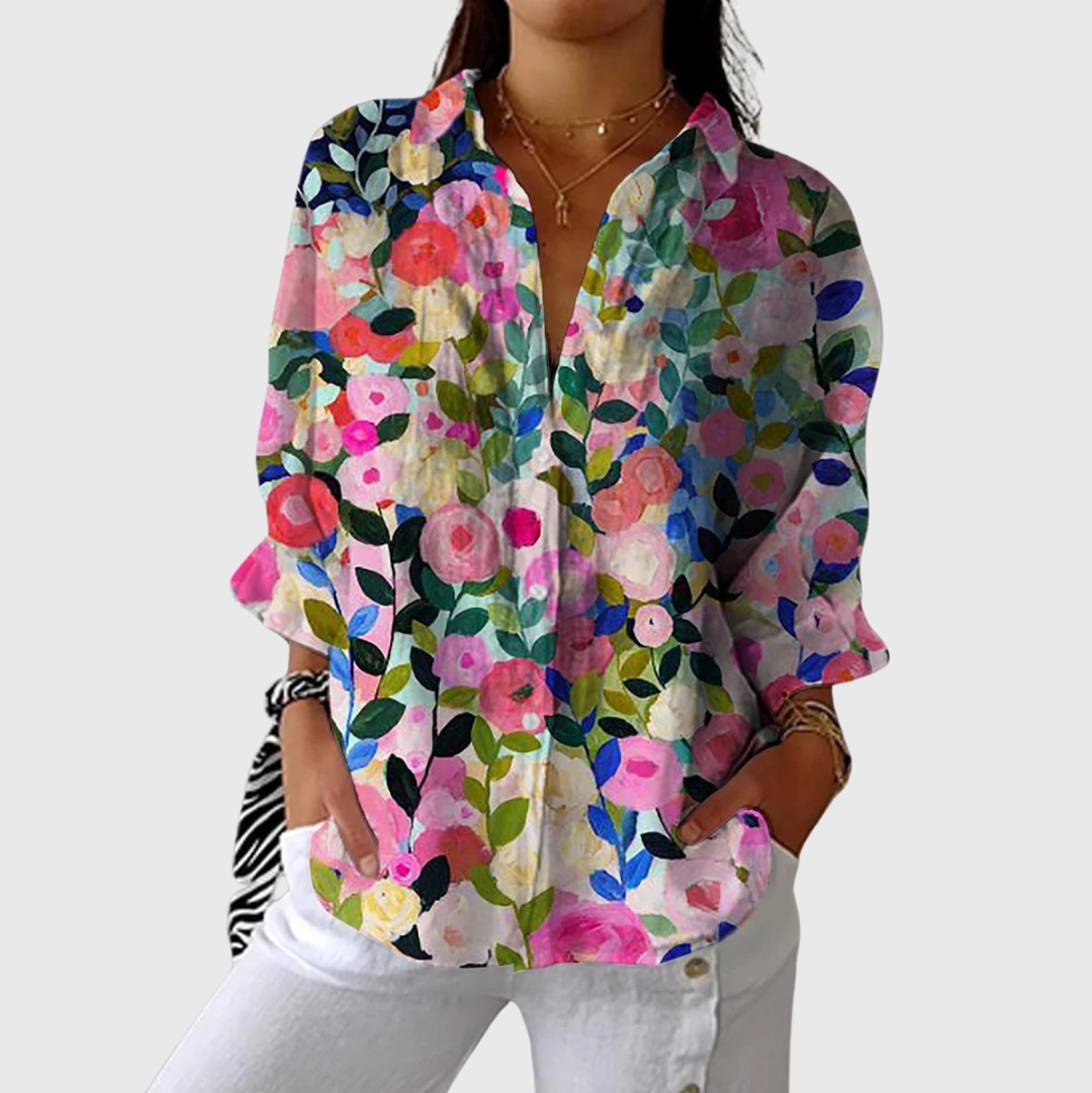 Lichte kleurrijke blouse met print