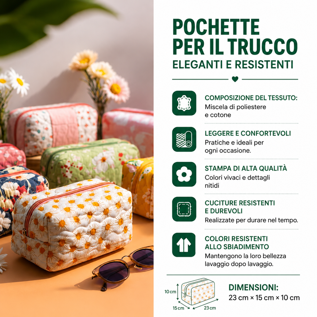 Roos - Gewatteerde toilettas Vrolijke Bus van Vrede