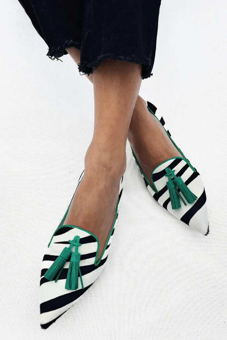 Riane™ | Groene loafers met zebraprint