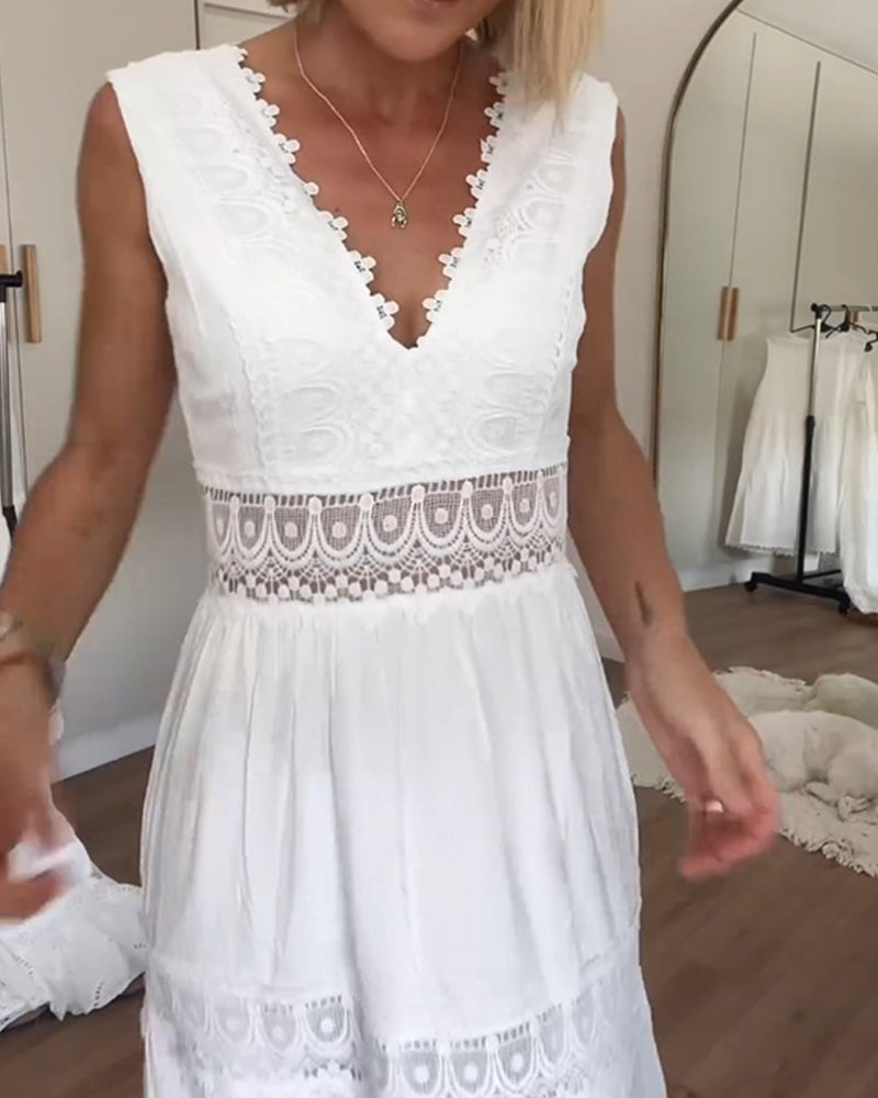Circe - Kanten camisolejurk met V-hals