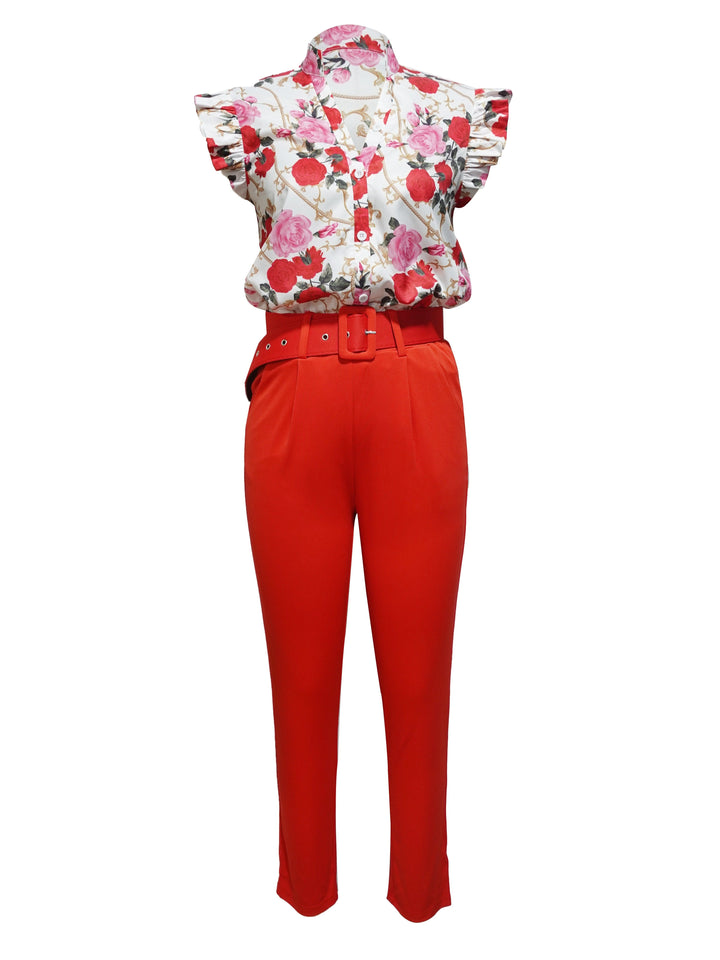 Florabel - Elegante set met volantmouwen