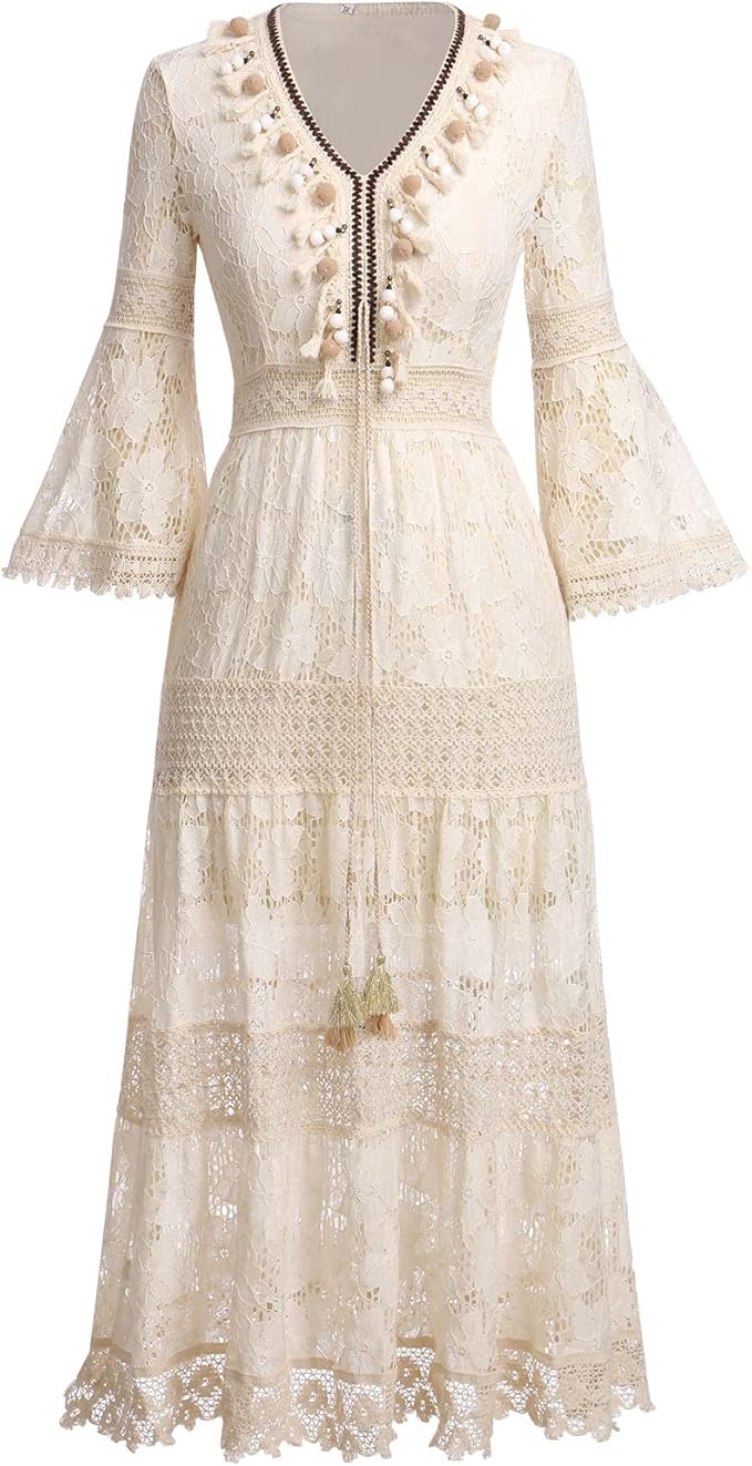 Amary - Boho kanten jurk