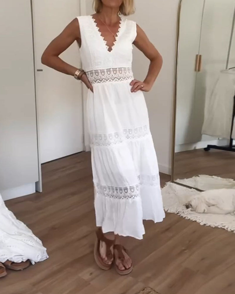 Circe - Kanten camisolejurk met V-hals