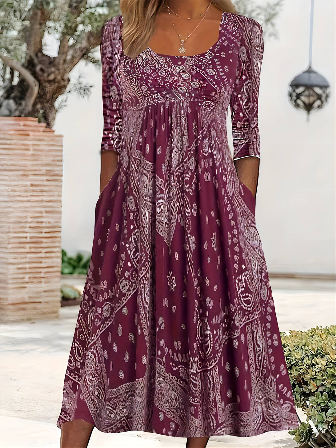 ELOWEN | CASUAL MIDI-JURK MET LANGE MOUWEN