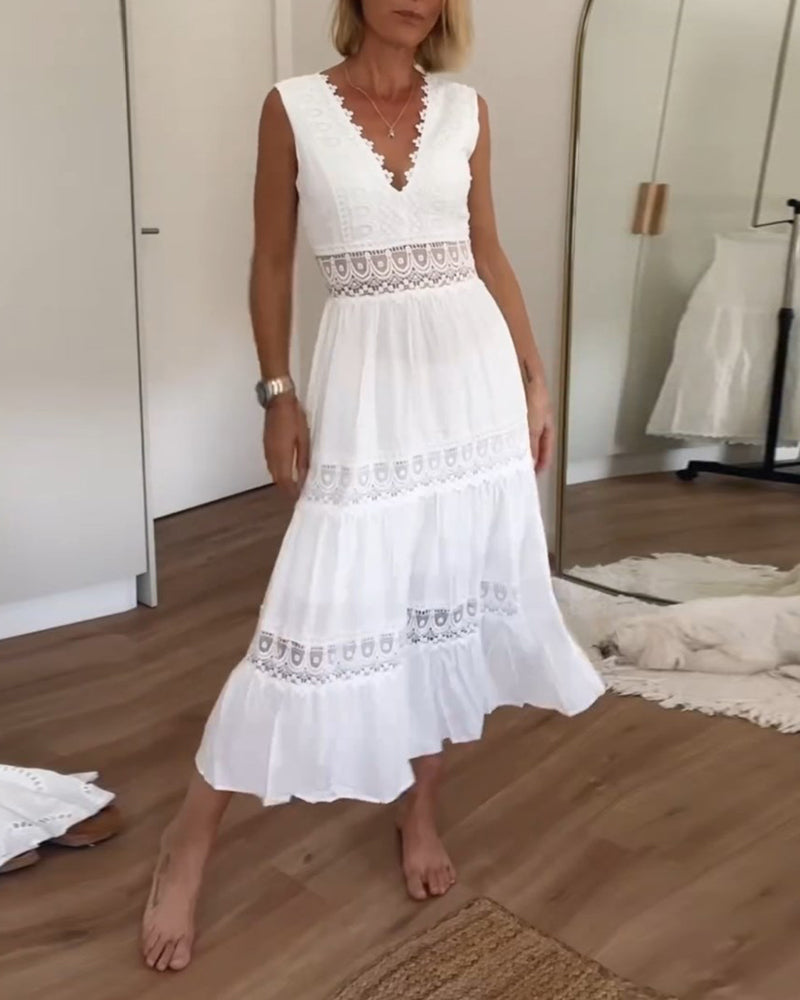 Circe - Kanten camisolejurk met V-hals