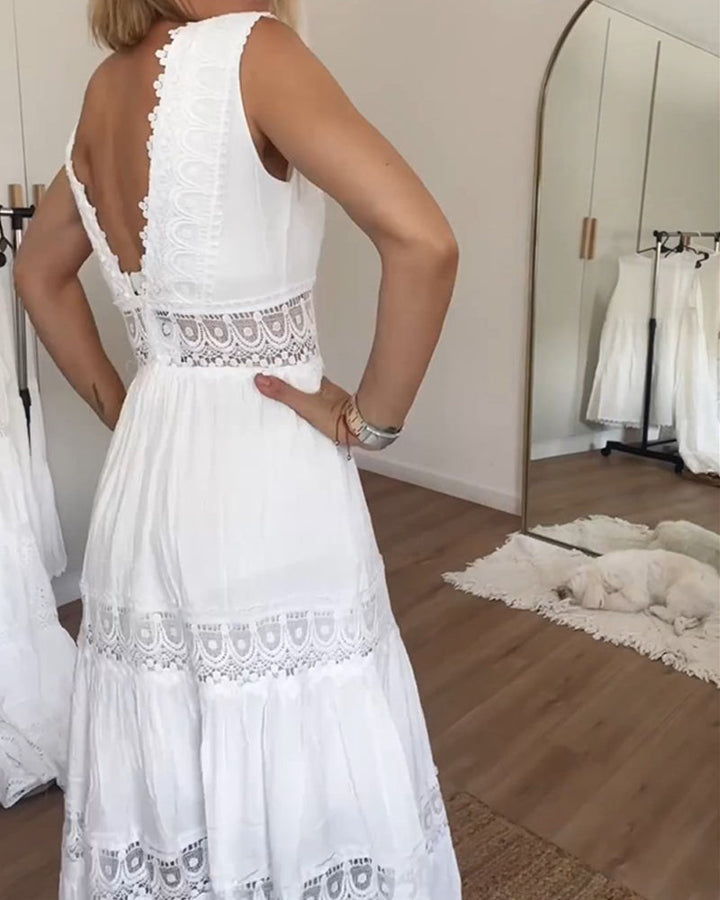 Circe - Kanten camisolejurk met V-hals