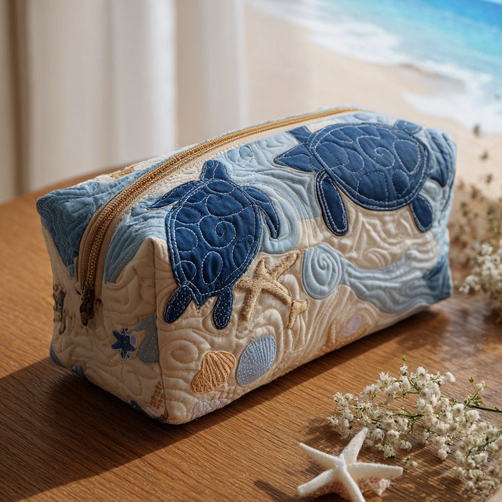 Sara - Gewatteerde toilettas Blauwe Schelpen