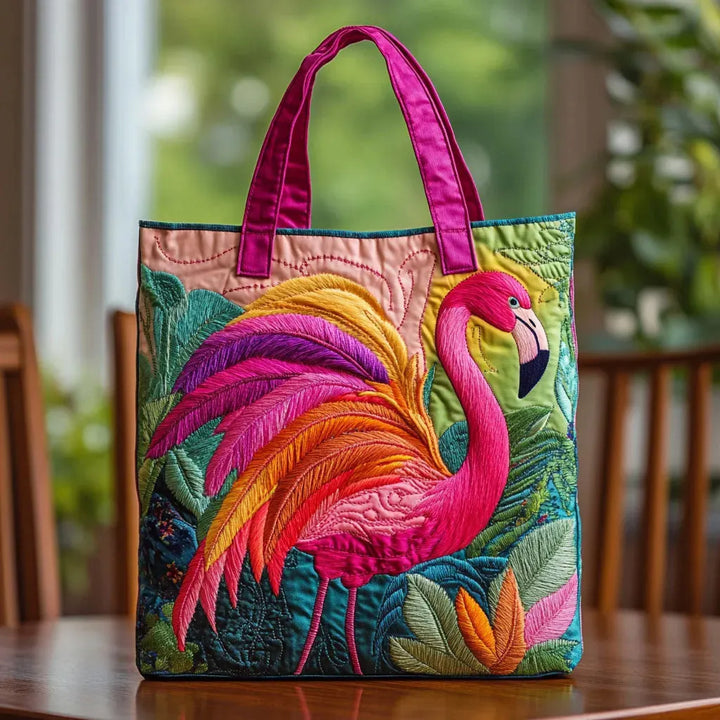 Gewatteerde tas - Regenboog Flamingo