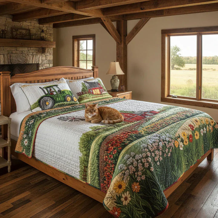 3-delige gestoffeerde bedset - Gelukkige Boerderij