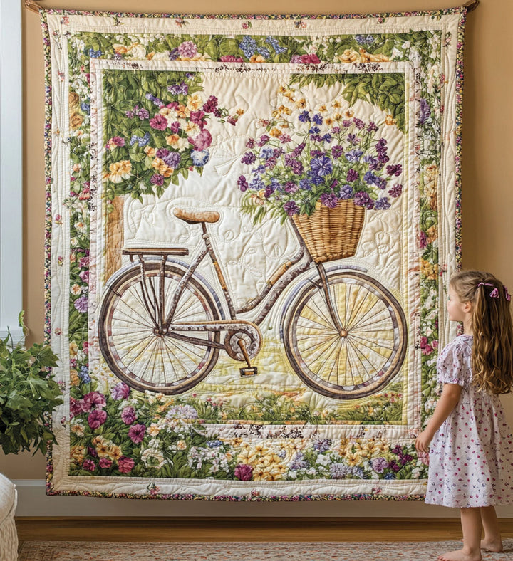 Ingrid - Textiele wandkunst Fiets Bloemen