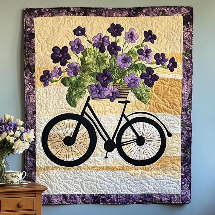 Neeltje - Gewatteerde deken Fiets Boeket Kunstquilt Hangend