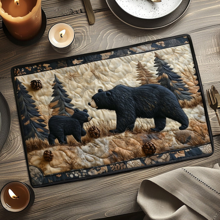 Emma - Gewatteerde placemat Van de Familie Beer Zwart