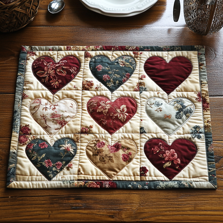 Anna - Gewatteerde placemat Harten Bloeiende
