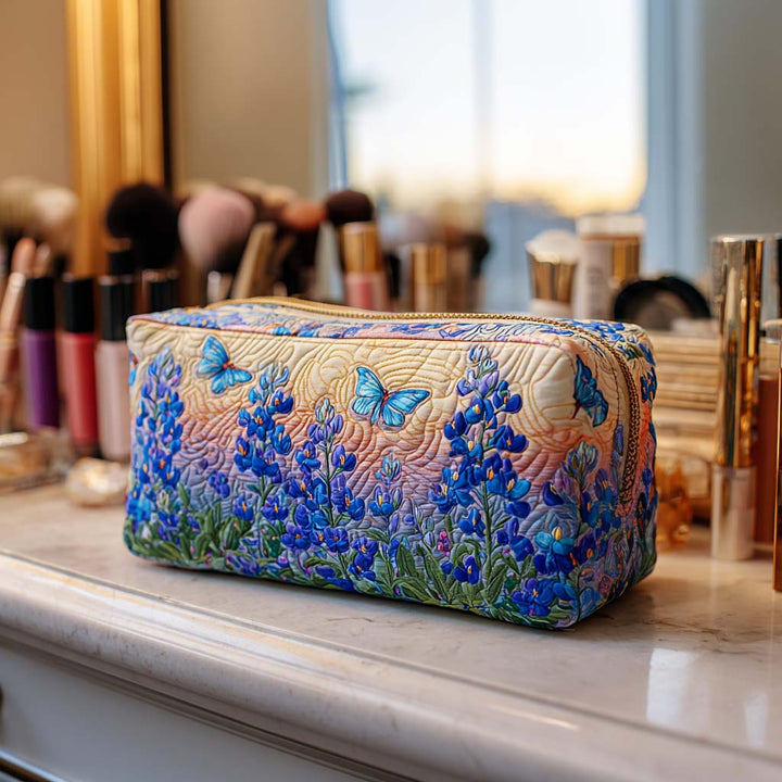 Mila - Gewatteerde toilettas Blauwe Quiltprint
