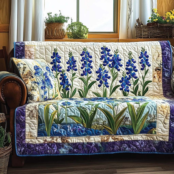 Marieke - Gewatteerde bankhoes Bloemen Blauw van Veld