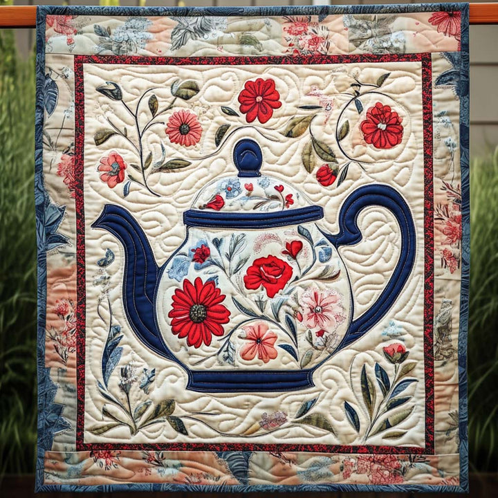 Machteld - Gewatteerde deken Charme in Ambachtelijk Vorm van Theepot Botanisch