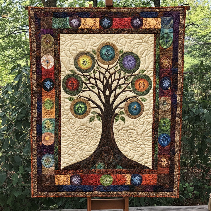 Godelieve - Gewatteerde deken Takken Dell'Eternità Kunstquilt Hangend