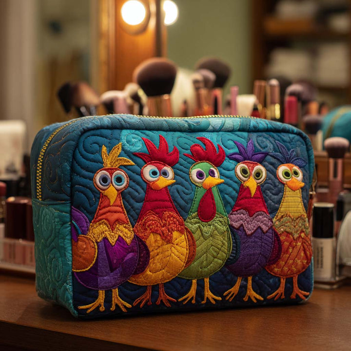Anouk - Gewatteerde toilettas Quiltpatroon Kip en Harten