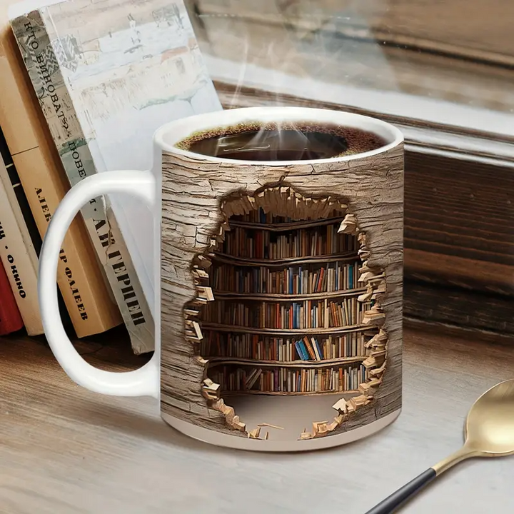Betoverende Beker Met Warmte Geactiveerde Bibliotheek