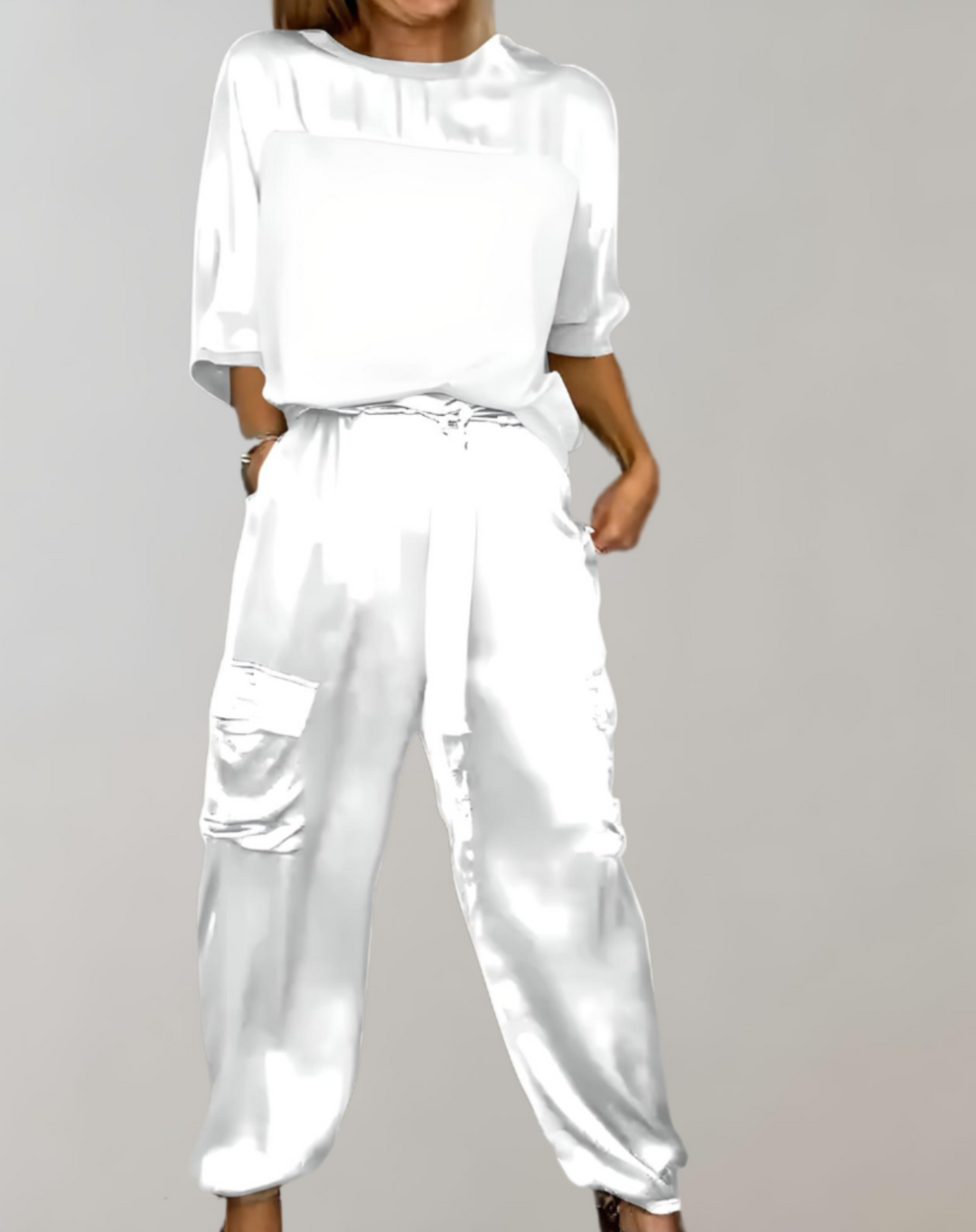Finley - Zijdezachte cargo loungeset