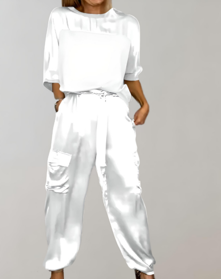 Finley - Zijdezachte cargo loungeset