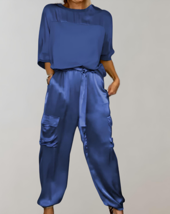 Finley - Zijdezachte cargo loungeset