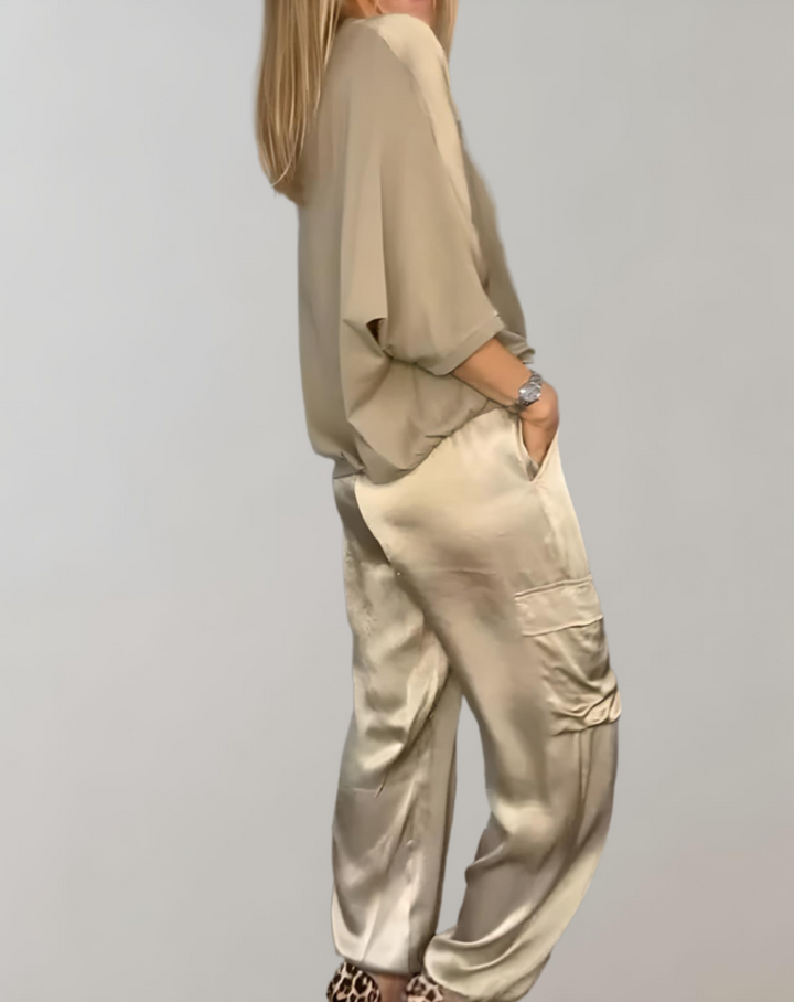 Finley - Zijdezachte cargo loungeset