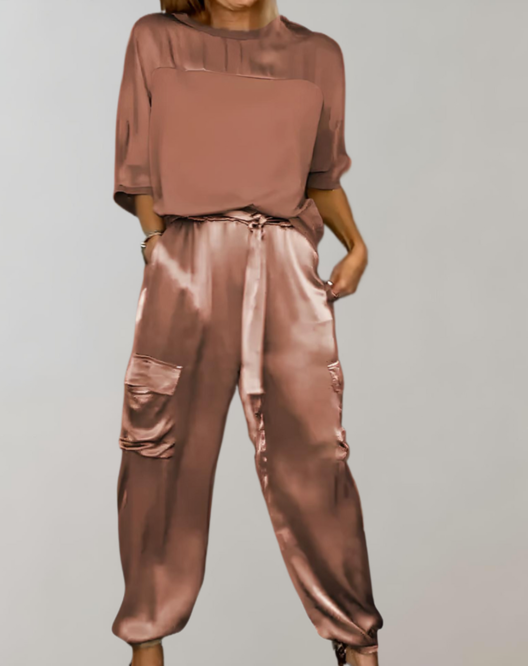 Finley - Zijdezachte cargo loungeset