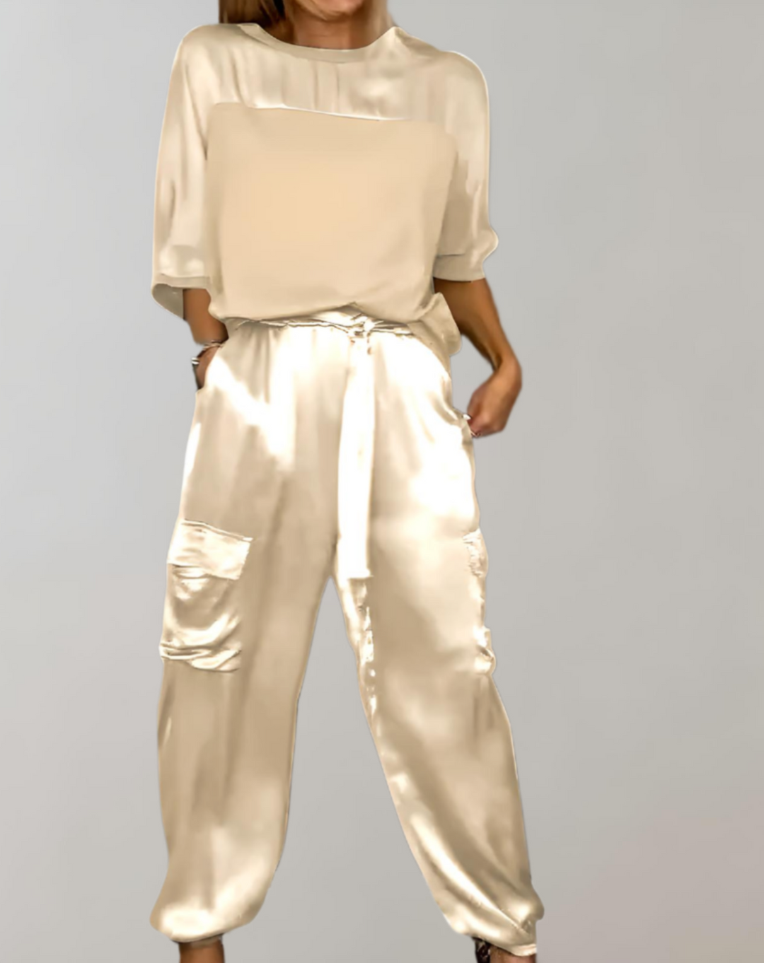 Finley - Zijdezachte cargo loungeset