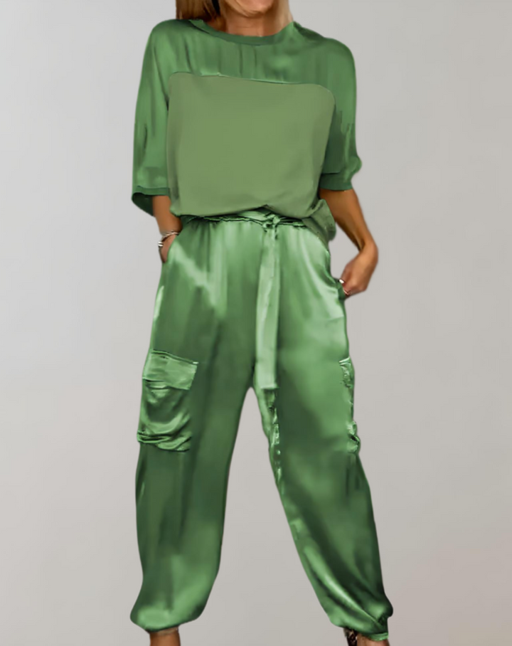 Finley - Zijdezachte cargo loungeset