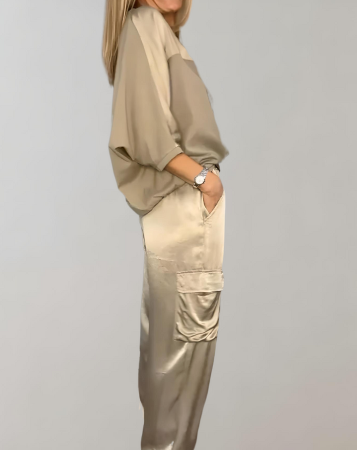 Finley - Zijdezachte cargo loungeset