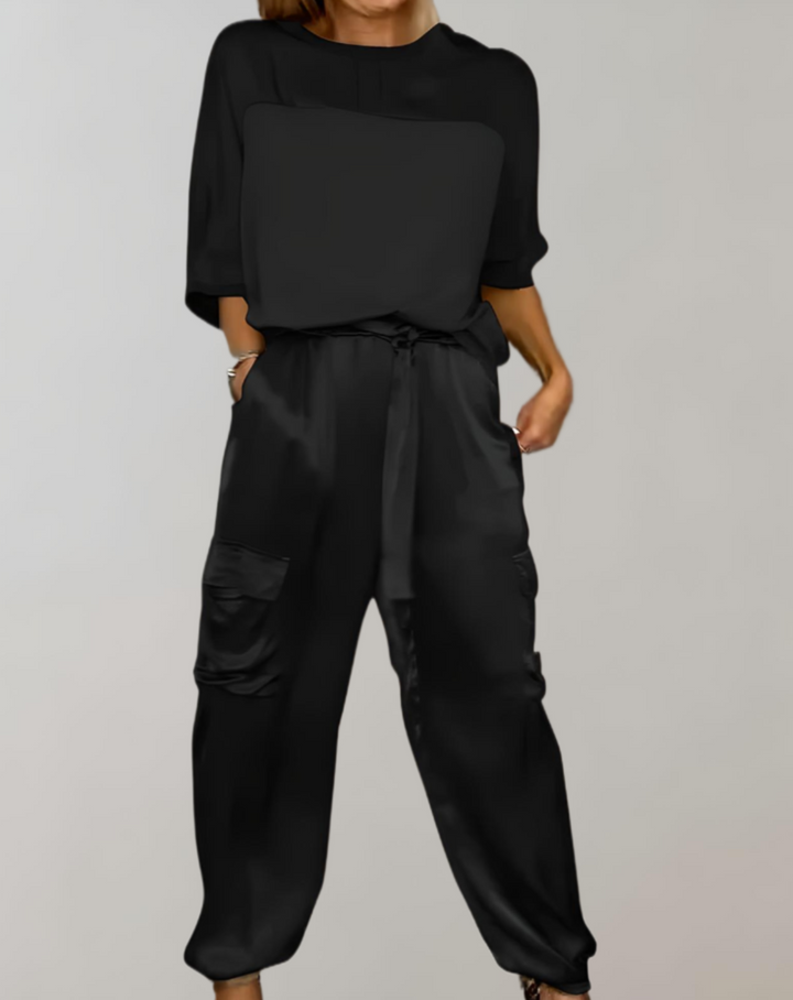 Finley - Zijdezachte cargo loungeset