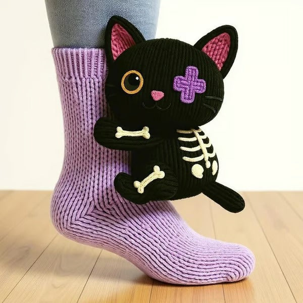 Justine - Zwarte Kat Sokken