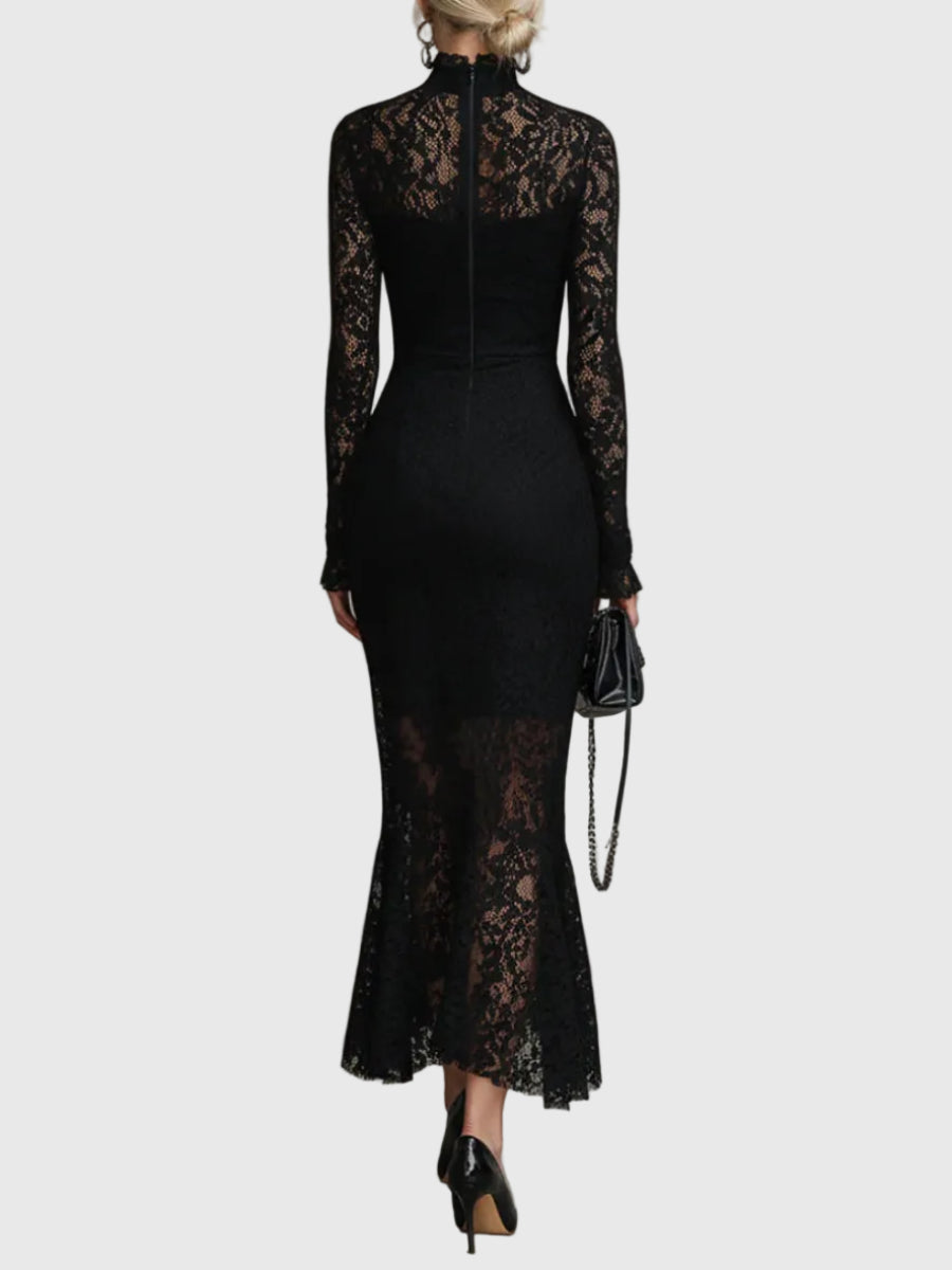 Monica | Elegante uitlopende kanten maxi-jurk