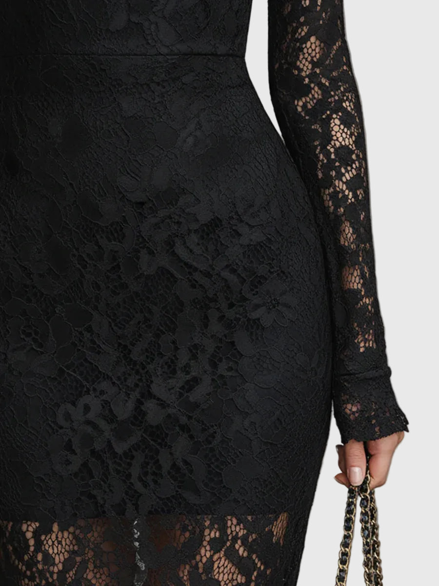 Monica | Elegante uitlopende kanten maxi-jurk